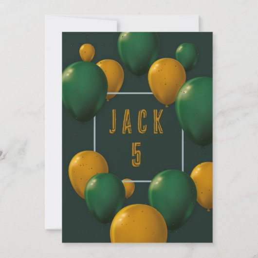 Jungen Niedlich Modernes dunkles Grün Thema Kinder Einladung (Rückseite)