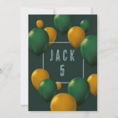 Jungen Niedlich Modernes dunkles Grün Thema Kinder Einladung (Rückseite)