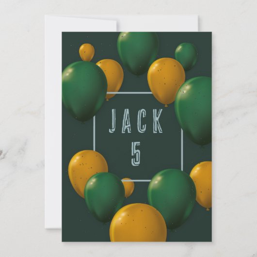 Jungen Niedlich Modernes dunkles Grün Thema Kinder Einladung (Rückseite)