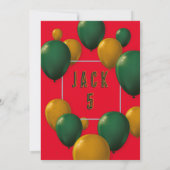 Jungen Niedlich Modernes Rotmotiv Kinder 5. Geburt Einladung (Rückseite)