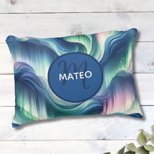 Jungen Niedlich Monogramm, Nordlichtgalaxie, Kinde Dekokissen