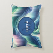 Jungen Niedlich Monogramm, Nordlichtgalaxie, Kinde Dekokissen (Vorderseite(Vertikal))