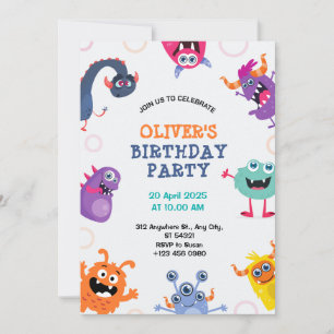 Jungen Niedlich Monster Kindergeburtstag Party Ein Einladung