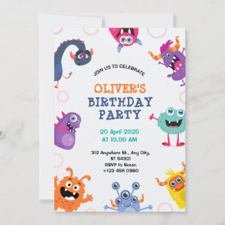 Jungen Niedlich Monster Kindergeburtstag Party Ein Einladung