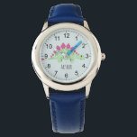 Jungen Niedlich Stegosaurus Dinosaurier & Name Kin Armbanduhr<br><div class="desc">Diese niedliche und moderne blaue Kinderuhr ist mit einem stegosaurus-Dinosaurier-Cartoon ausgestattet und kann mit Ihrem Jungennamen personalisiert sein. Mit klaren,  leicht lesbaren Zahlen ist diese "erste" Uhr ideal für Kinder oder Kleinkinder,  die gerade erst mit dem Lernen beginnen. Das perfekte Dinosaurier-Design für Ihre Kleine!</div>