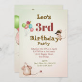 Jungen Niedliche Age Mouse Ladybug Balloons Geburt Einladung (Vorne/Hinten)