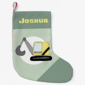 Jungen Niedliche Baustanzer Doodle und Name Kleiner Weihnachtsstrumpf (Vorderseite)