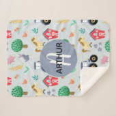 Jungen Niedliche blaue Farm Tiertrampel Kinder Sherpadecke (Vorderseite (Horizontal))