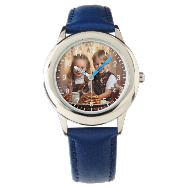 Jungen Niedliche blaue Kinder Geschenkschalen Circ Armbanduhr (Vorderseite)
