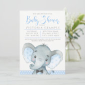 Jungen Niedliche Elephant Baby Shower Einladungen (Stehend Vorderseite)