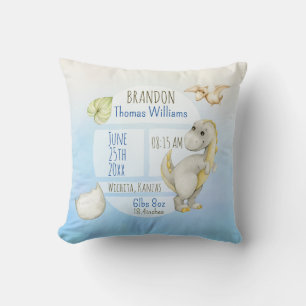 Jungen Niedliche grüne T-Rex halten Birth Stats fe Kissen