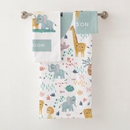 Jungen Niedliche Jungle Safari Tiere Zebra Giraffe Badhandtuch Set