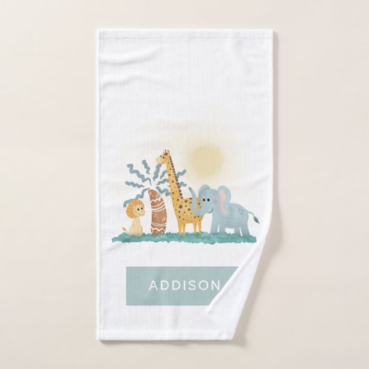 Jungen Niedliche Jungle Safari Tiere Zebra Giraffe Badhandtuch Set (Handtuch)