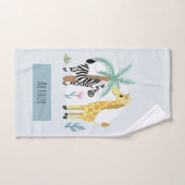 Jungen Niedliche Jungle Safari Tiere Zebra & Name Badhandtuch Set (Handtuch)