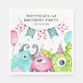 Jungen Niedliche Monster Personalisiert Geburtstag Serviette (Vorderseite)