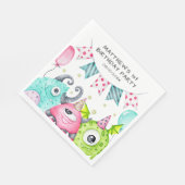 Jungen Niedliche Monster Personalisiert Geburtstag Serviette (Ecke)