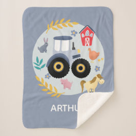 Jungen Niedliche Nutztiere und Kinder mit blauem T Sherpadecke