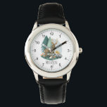 Jungen Niedliche Rustikale Waldtiere Armbanduhr<br><div class="desc">Diese niedliche und rustikale Kinderuhr zeigt eine bezaubernde Tierdarstellung aus Wäldern,  mit Hirsch,  Igel,  Dachs,  Pilzen und Grünpflanzen,  und Raum,  um Ihren Jungen oder Mädchen Namen in der einfachen Typografie hinzuzufügen. Das perfekte geschlechtsneutrale Design für jeden Tierfreund!</div>