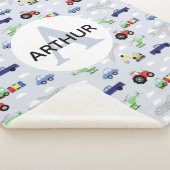 Jungen Niedliche Transportmuster Auto Monogramm Na Sherpadecke (3/4)