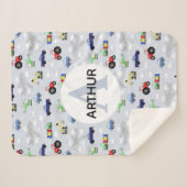 Jungen Niedliche Transportmuster Auto Monogramm Na Sherpadecke (Vorderseite (Horizontal))