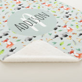 Jungen Niedliche Waldtiere Muster Fox & Name Kinde Sherpadecke (3/4)