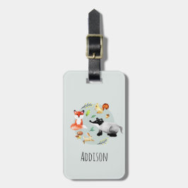 Jungen Niedliche Wasserfarbenforscher Name Kinder Gepäckanhänger