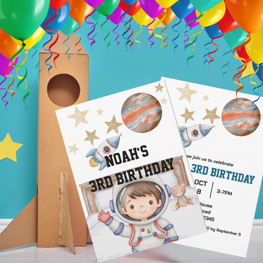 Jungen Niedlicher Kindergeburtstag im Weltraum Was Einladung