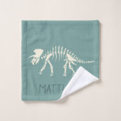 Jungen Niedliches Dinosaurier Fossil Muster & Mono Badhandtuch Set (Waschlappen)
