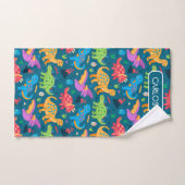 Jungen Niedliches Dinosaurier-Muster und Name Kind Badhandtuch Set (Handtuch)