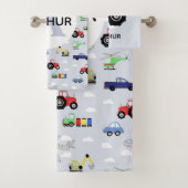Jungen Niedliches Transportmuster Name Auto Kind Badhandtuch Set (Insitu)