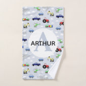 Jungen Niedliches Transportmuster Name Auto Kind Badhandtuch Set (Handtuch)
