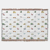 Jungen Niedliches Transportwagenmuster Monogramm N Decke (Vorderseite)