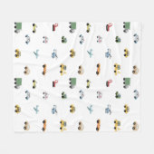 Jungen Niedliches Transportwagenmuster Monogramm N Fleecedecke (Vorderseite (Horizontal))