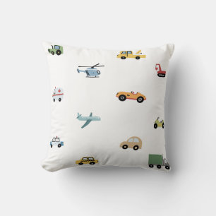 Jungen Niedliches Transportwagenmuster Monogramm N Kissen