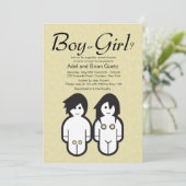 Jungen-oder Mädchen-Geschlecht decken Party Einladung (Stehend Vorderseite)