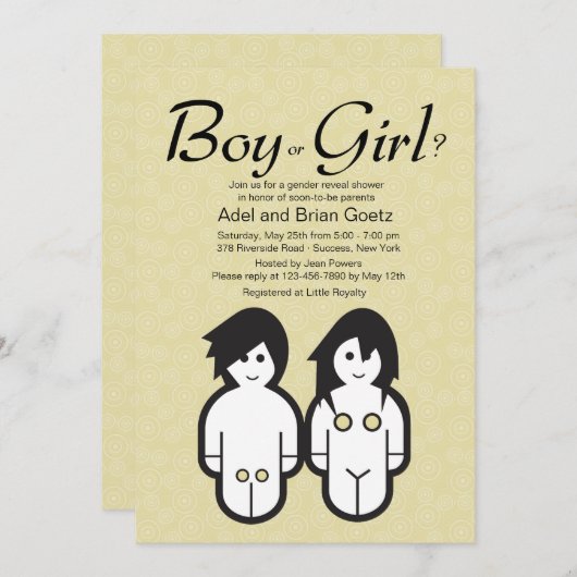 Jungen-oder Mädchen-Geschlecht decken Party Einladung (Vorne/Hinten)