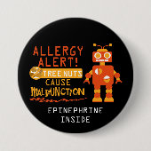 Jungen-orange Roboter-Baum-Nuss-Allergie-Alarm Button (Vorderseite)