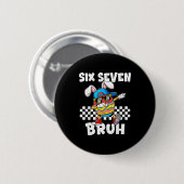 Jungen Ostern Lustig Dabbing Hase Bruh Sechs Siebe Button (Vorne & Hinten)