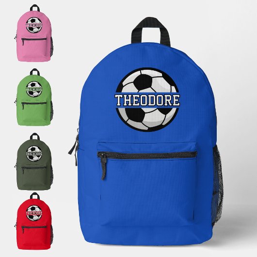 Jungen Personalisiert Name Cool Blue Soccer Footba Bedruckter Rucksack