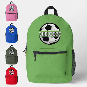 Jungen Personalisiert Name Cool Green Soccer Footb Bedruckter Rucksack