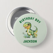 Jungen Personalisiert Niedliche Dinosaurier Geburt Button (Vorne & Hinten)