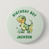 Jungen Personalisiert Niedliche Dinosaurier Geburt Button (Vorderseite)
