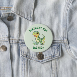 Jungen Personalisiert Niedliche Dinosaurier Geburt Button