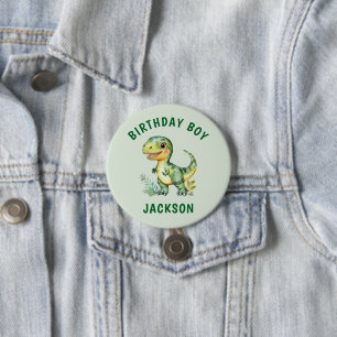 Jungen Personalisiert Niedliche Dinosaurier Geburt Button