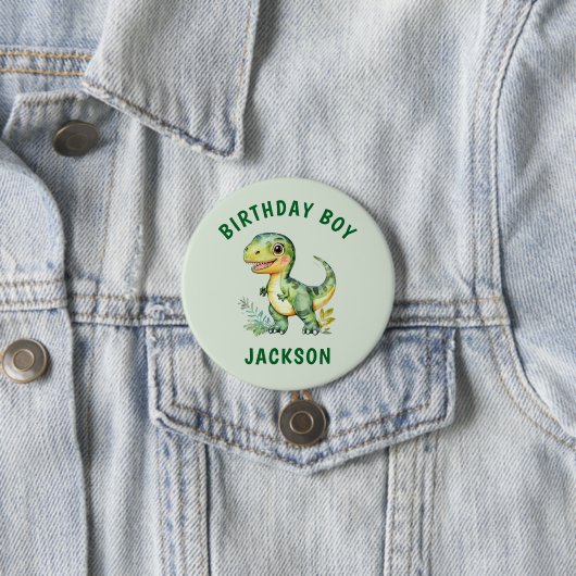 Jungen Personalisiert Niedliche Dinosaurier Geburt Button (Beispiel)
