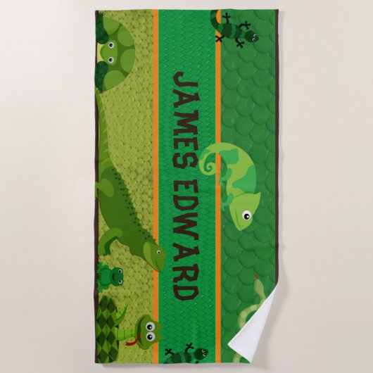 Jungen-personalisiertes Reptil-Badetuch Strandtuch (Vorderseite)