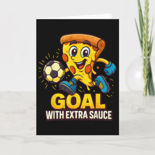 Jungen Pizza Thema Lustiges Fußballtor Karte
