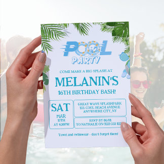 Jungen-Poolparty-Einladung – Geburtstag des coolen Einladung