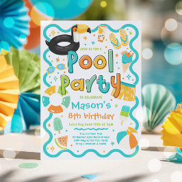 Jungen-Poolparty-Sommer-Tropisches Schwimmen Gebur Einladung
