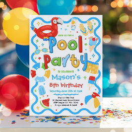Jungen-Poolparty-Sommer-Tropisches Schwimmen Gebur Einladung